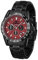 FIREFOX Armband- Herrenuhr Sky Commander Chronograph analog Quarz Edelstahl SCHWARZ Zifferblatt rot 10 ATM wasserdicht FFS23-105b