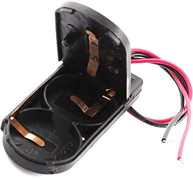 BE-TOOL Batteriehalter CR2032, 6 V, Kunststoff, Metall, Knopfbatterie, Gehäuse mit Ein-/Ausschalter, Schwarz, 5 Stück