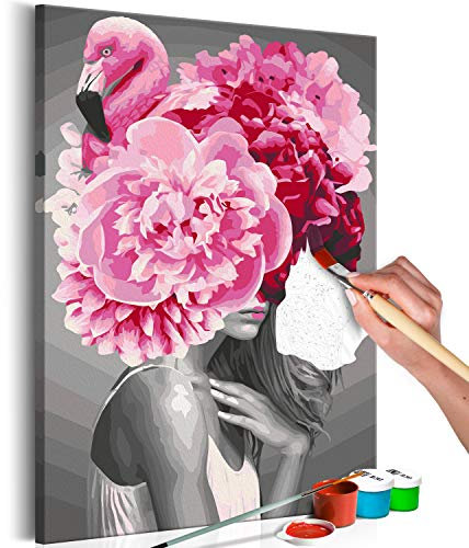 murando - Malen nach Zahlen Frau Flamingo Körper 40x50 cm Malset mit Holzrahmen auf Leinwand für Erwachsene Kinder Gemälde Handgemalt Kit DIY Geschenk Dekoration n-A-1083-d-a