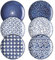 Selamica Keramik Teller Set, 20,3 cm große Servierplatte Geschirr, Kuchenteller, Flach Dessertteller für Salat, Pfannkuchen, Steak, 6er Set, Vintage-Blau