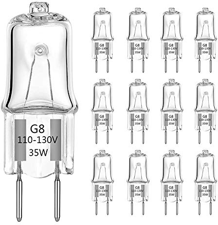 TAIYALOO G8 Halogen Light Bulbs 35W Dimmable 120V G8 Base 2Pin Xenon Bulb T4 JCD Type Warm White Under Cabinet Puck Lighting Replacements(12 Pack)