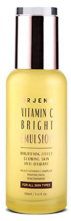 happybio ORJENA Vitamin-C-Lichtemulsion - Gesichtslotion - Aufhellende Wirkung, strahlende Haut, Antioxidans - Multivitaminkomplex, Panteonol, Niacinamid - Für alle Arten