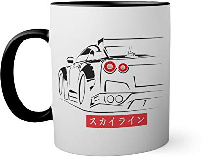 GTR Godzilla R35 JDM Legends japanese Schwarze Innenseite mit passendem Henkelbecher Mug 330ml