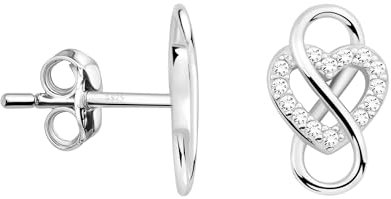 SOFIA MILANI - Damen Ohrringe 925 Silber - mit Zirkonia Steinen - Herz Unendlichkeit Ohrstecker - 20909