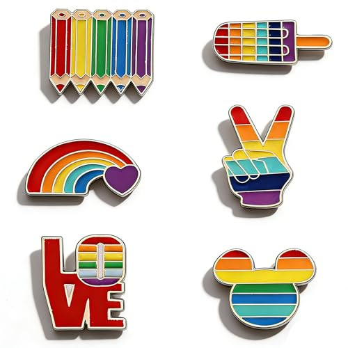 6 Pièces Broche Arc en Ciel, Broche Arc-en-ciel Alliage, Épingle Pride Lesbienne, Pour Pulls, Foulards Robes, Costumes, Sacs.