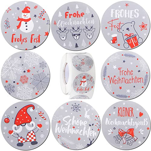 500 Stück 4cm Weihnachtsaufkleber Rund Geschenkaufkleber Frohe Weihnachten Etiketten Selbstklebend Rollen Stickers für Weihnachten Party Dekoration Geschenkverpackungen Umschlag usw.