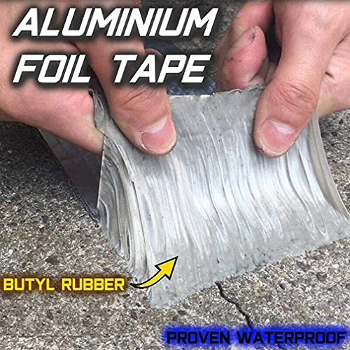 Dach Reparatur Band, super Wasserdicht Band Butyl Gummi Aluminium Folie Band für Dach Leck Loch Notfall Gummi Reparatur Band Alle Wetter Selbst-klebstoff Garage Kanäle Rohre Beton (1.2mm x 10cm x 5m)