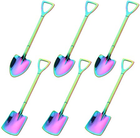 Binnan 6 Piezas Cuchara de Pala de Acero Inoxidable, Cuchara para Postre Helado, Cuchara Creativa, para Sandía, Leche, Té, Café, Azúcar, Tarta