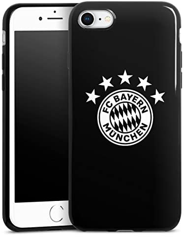DeinDesign Slim Case extra dünn kompatibel mit Apple iPhone SE 3 (2022) Silikon Handyhülle schwarz Hülle FC Bayern München transparent FCB