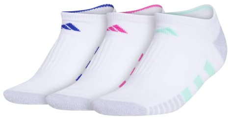 adidas Chaussettes invisibles rembourr es pour femme (3 paires), Blanc/vert menthe/rose fuchsia, M