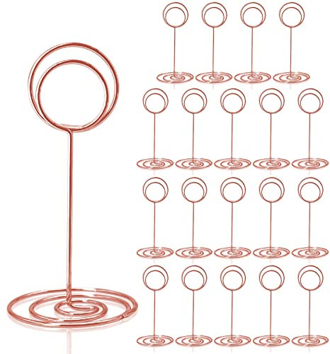HomWanna Table Number Holders 20Pcs - 3.35 Inch Place Card Holder Table Number Stands for Wedding Party Graduation Reception Restaurant Home Centerpiece Decorations Office Memo Photo (Rose Gold)