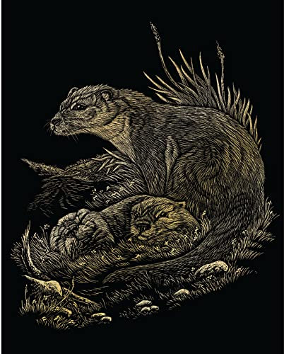 Royal & Langnickel - Kratzbild Otter, Gold, Kratzbilder für Kinder und Erwachsene, mit Kratzstift und Vorlage