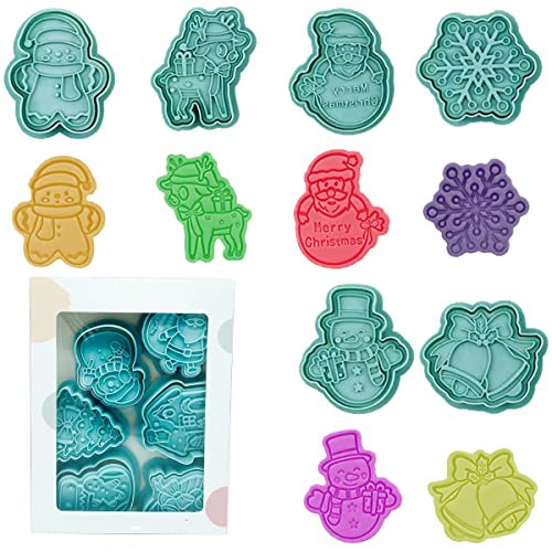 Yealoo 6 Moldes para Galletas de Navidad 3D, Moldes de Plástico con Cartón