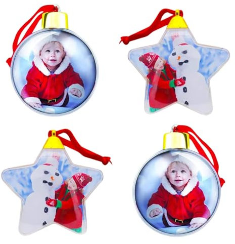 Adornos arbol Navidad Personalizados - Bolas Personalizadas 4 unids - Bolas Transparentes con Fotos - Bolas rellenables para arbol de Navidad