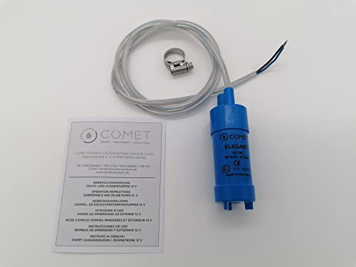 CR-MOESANCO® KIT Pompa Sommersa 12v 600L/H + Fascetta INOX Pompa Acqua per Roulotte Laghetti Acquari Giardino Camper Comet Elegant - Pompa ad inversione