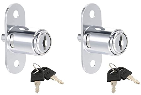 METALLIXITY 2Stk Stößel Schlösser mit Schlüssel (50 x 38mm / 2'' x 1.5'') Zinklegierung Chrom Finish Stößelsperre für Ordnerschränke Vitrinen