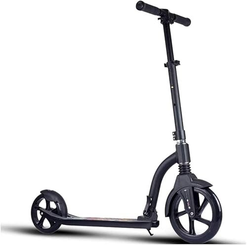 Mobilitätsroller, Roller für Erwachsene, Tretroller mit großen Rädern, Roller für Jugendliche und Erwachsene mit Bremsgurtaufhängung, stilvoller schwarzer klappbarer Comm