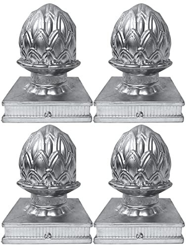 PUPAYA 4 X Pfostenkappe Für Zaunpfosten, Silber Pfostenträger, Aluminiumlegierung, Lotus Deckel, Abdeckkappe Für Holzpfosten, 100 X 100 mm,10X10CM