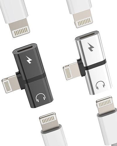Adaptateur Lightning Jack 2en1(lot de 2)accessoire Ecouteur Iphone Certifié Apple MFI Chargeur Cable Double Prise Adaptador Voiture Casque Audio pour 14 13 12 11 Pro Max 7 8 Plus X Ipad 2 Splitter Aux