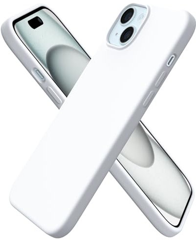 ORNARTO kompatibel mit iPhone 15 Plus Hülle Silikon 6,7 Zoll, Ultra dünne Handyhülle iPhone 15 Plus aus flüssigem Silikon, Kratzfeste und stoßfeste Schutzhülle iPhone 15 Plus Hülle(2023) - Weiß