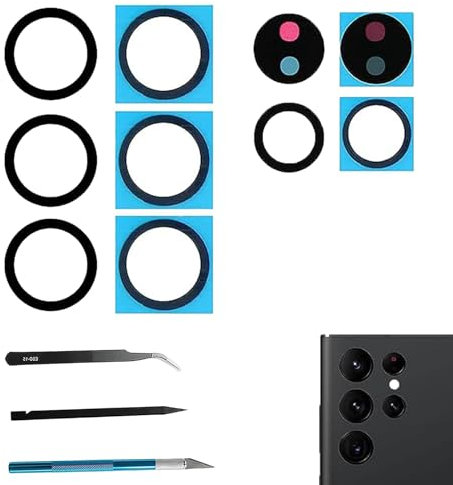 S22 Ultra Rückkamera-Glaslinse Ersatz für Samsung Galaxy S22 Ultra mit Reparaturset