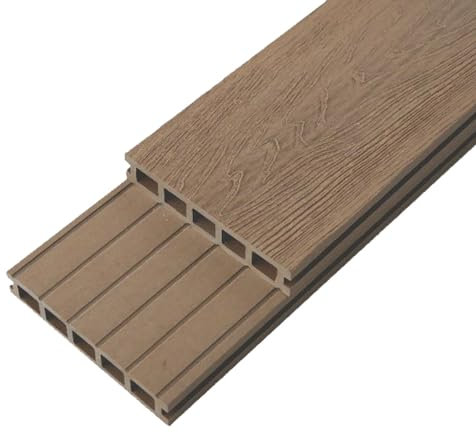 Woodstore24 WoodoMykonos Muster ca. 20 cm - Braun - Bodenbelag Terrasse - 5-Kammer System - Rutsch- & Wetterfest - Breite: 145 mm, Stärke: 25 mm