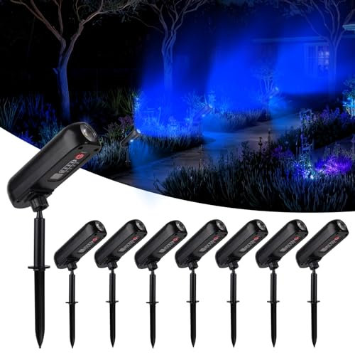 CORESLUX Gartenbeleuchtung Solar Außen, IP65 Wasserdicht Solar Gartenleuchten für Außen, Solarlampen für Außen Strahler, Blau Licht Solarleuchten für Außen Baume Gartenweg Sträucher (8 Packs)