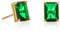 namana Simples Boucles d'Oreilles Vertes en Taille Emeraude en Argent Sterling 925 Plaqué Or, Boucles d'Oreilles Or pour Femme et Jeune Filles avec des Pierres Rectangles Vert Emeraude