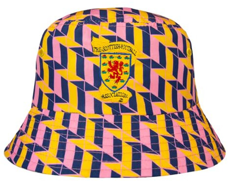 Scotland Official SFA 1990 Third Bucket Hat Navy Yellow Pink S/M