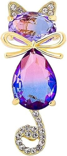 Chenxiaonan Kristall Katze Brosche mit Niedlichen Kätzchen Pin und Glitzernde Schleifen - Feine Tier Strass Anstecker Schmuck Geschenke für Oberbekleidung und Kleidung Dekoration