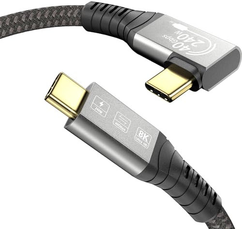 EUDOBEL Cable USB 4 para Cable Thunderbolt 4 2m,240W, 8K@60Hz,40 Gbps Cable USB C a USB C para Thunderbolt 3, Display,iPhone 15Pro,MacBook,Docking Station,SSD,Hub, eGPU,Laptop Type-C (90 Grados)