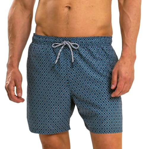 RIPT Short de Bain Homme, Imprimé Diamant Bleu pâle, XXL