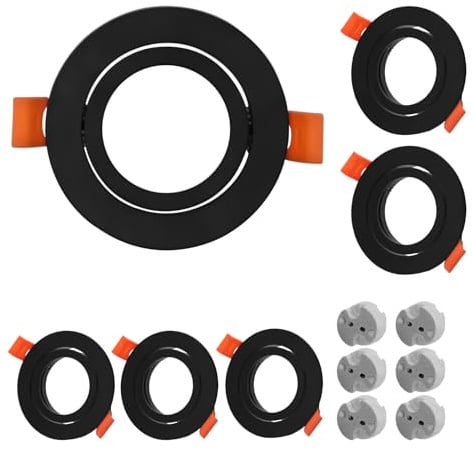 JOYINLED Einbaustrahler - 6er Set - rund schwenkbar Alu schwarz, Einbaurahmen Lochdurchmesser 65mm, Decken Spot inkl. GU5.3 Fassung für LED/Halogen