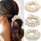 Reaky Perlen-Haargummis mit Strasssteinen, Pferdeschwanz-Halter, 3 Stück, Blumen-Haargummis, perlenbesetztes elastisches Haarband, Haar-Accessoires für Damen (A)