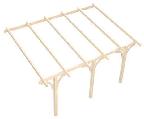 Wood&Play - Carport Überdachung - Einzelcarport aus Holz mit Dacheindeckung - Abstellplatz Holz Pavillon - KVH Holzkammer - Wandmontage - 350x525cm - Bogen Stoß - 12x12x215cm