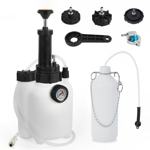 Kit Pompa Vuoto Liquido Freni, Kit Sanguinamento 3L con Busta Sanguinamento 1L e 5 Adattatori Cilindri Maestri, Pompa Vuoto Unica Persona per Quasi Tutti i Modelli Automobili
