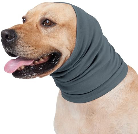 Yaopelky Cache-Oreilles apaisants pour Chien pour Protection Contre Le Bruit, Bandeau pour soulager l'anxiété, Annulation du Bruit pour Feux d'artifice, orages, Aide au toilettage de Chien (Bleu, L)