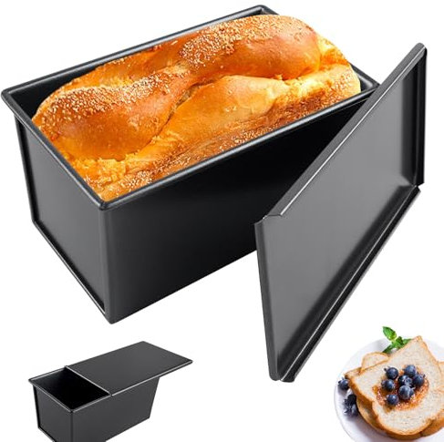 Stampo Plumcake con Coperchio, Stampo Pane in Cassetta Antiaderente, Stampo per Pane in Cassetta, Teglia per Plumcake, Stampo per Plumcake fino a 230°C, 22.8 x 12.3 x 11 cm