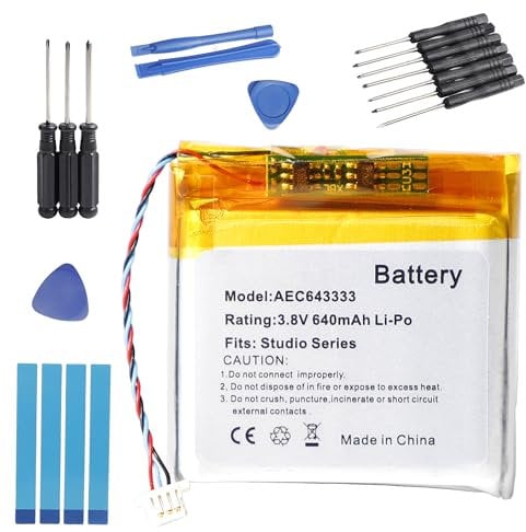 Fuworance 640 mAh 3.8V AEC643333 Replacement Li-ion Battery Compatible with Beats Studio 2.0 3.0 Bluetooth Headphones Wireless Headset Lithium Polymer Battery