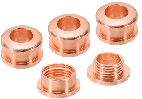 PATIKIL 4pz Occhielli Solidi in Ottone da 5mm (1/5), Occhielli Autoportanti con Superficie Arco e Rondella per Scarpe Abbigliamento Borse Artigianato in Pelle, Rame Rosso