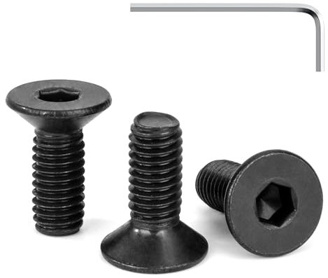 Tunejoy Vis à Tête Fraisée M6 x 16 mm à Six Pans Creux en Acier Inoxydable A2 V2A Vis à Tête Cylindrique Hexagonale avec Clé Allen Filetage Complet 30 Pièces Noir