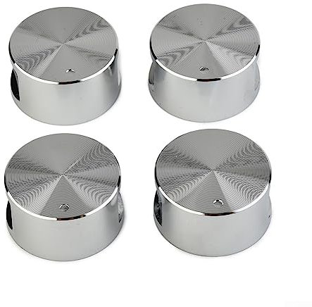 HpLive Pack of 4 Gas Hob Knobs 6 mm, Zinc Alloy Round Gas Hob Handle Kitchen Accessories for Gas Stove or Oven, Silver