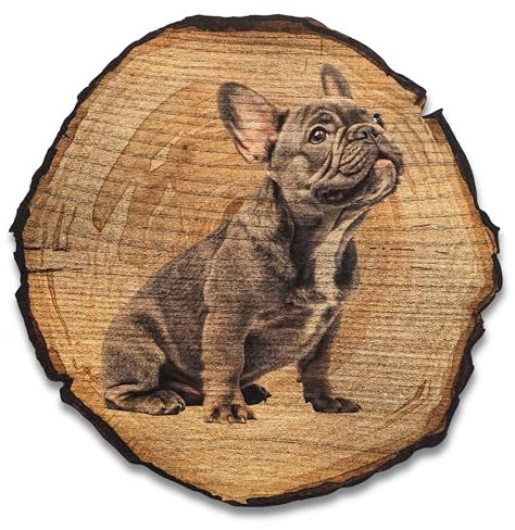 DRO Design Bulldogge Dunkel - Größe 45cm - Rustikales Wandbild im Vintage Look – Holzoptik Wanddeko mit Motiv für Wohnzimmer und Flur – Geschenkidee für Tierliebhaber, Wandgemälde