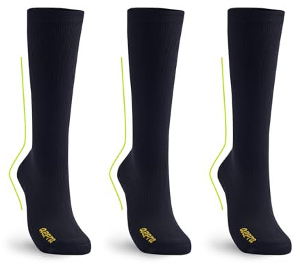 aepra Chaussettes de Compression Femme & Homme – Bas de Contention Hauts Ultra Doux – Pour Sport, Vol, Travail, Grossesse – 1 ou 3 Paires 15-20mmHg