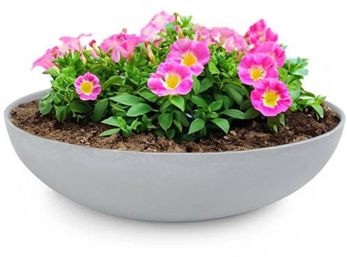 matches21 HOME & HOBBY Pot de fleurs pour l'extérieur, gris clair, marbré, 45 x 13 cm, résistant aux intempéries