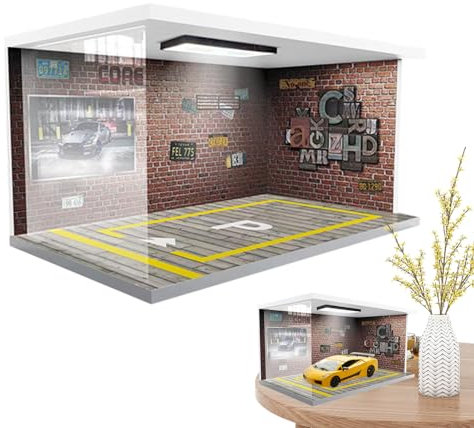 Vitrine de Garage - Boîte de modélisme - Cadre de vitrine | Support de stationnement de Voiture de Collection, Fond de scène de Voiture Miniature, pièce d'exposition moulée sous Pression