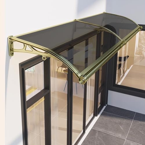 Toldo de policarbonato para puerta, gran toldo de aleación de aluminio para exteriores para puerta delantera, patio y ventana, protección UV, protección contra lluvia y nieve, toldo exterior para