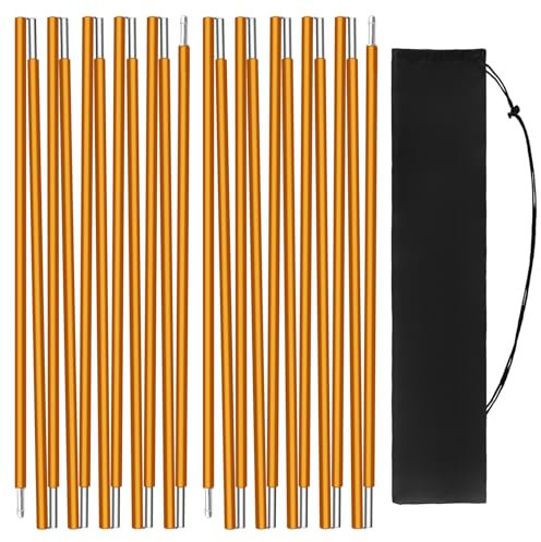 wiipara Zeltstangen 2 Stück Camping Ersatzstangen für Zelte, 3,6 M Outdoor-Stützstangen Universale Zeltgestänge Ersatzgestänge mit Tasche Kompakt für Camping, Wandern Rucksackreisen (3,6m / Gold)
