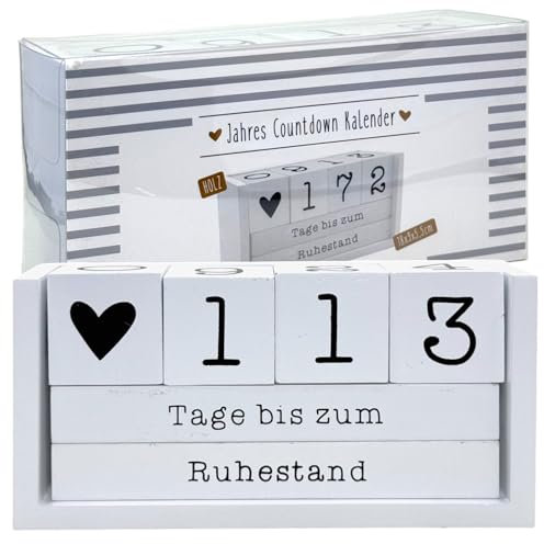 MIJOMA XL Countdown Kalender Würfel aus Holz - Dauer-Jahres-Tisch-Kalender - Vielseitiger Countdown Zählt vor & zurück – 432 Tage für besondere Anlässe (Weiß - XL Edition)