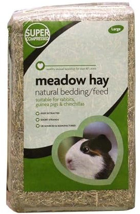 M&H Meadow Hay Small Animal Feed & Bedding – Biodegradable Dust Extracted Pet Bedding for Rabbits Hamsters Guinea Pigs Gerbils Mice & Chinchillas, Large (Meadow Hay)